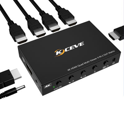 มัลติฟังก์ชั่ Ultra HD 4X1 HDMI KVM Switch Splitter กล่อง Multiviewer 1080P Quad Screen Real Time Multi Viewer HDMI-Compatable Splitter Seamless Switcher พร้อม IR