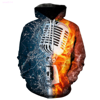 3D Print Ice fire microphone pattern Hoodies Men Sweatshirts Women Pullovers Fashion Hip Hop Streetwear Autumn Kids Hooded Tops Size:XS-5XL