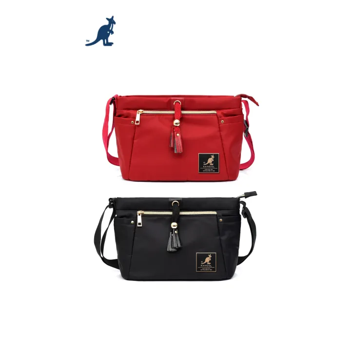 KANGOL Bag กระเป๋าสะพายข้าง ขนาดกระทัดรัด สีดำ,แดง