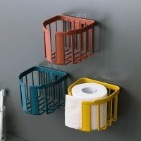 Punch-Free Toilet Paper Shelf Bathroom Kitchen Tissue Box Wall-Mounted Sticky Paper Storage Box Toilet Paper Holder Roll Paper Tissue Holders