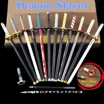 Compra online de Anime Demon Slayer Pen desenho pincel plástico canetas  escola escritório presentes escritório papelaria