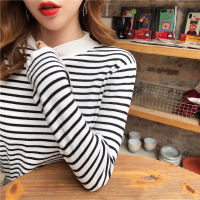 OCEANLOVE Classical Stripes Pull Femme Vintage Half High Collar Autumn Winter Women Sweaters Korean Fashion Casual Jersey Mujer