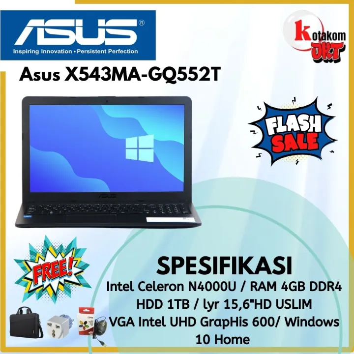 Laptop Asus X543ma Gq552t With Intel Celeron N4000 And 4gb Ram Hdd 1tb