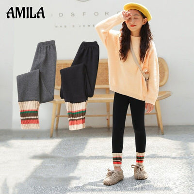 AMILA กางเกงเด็กผู้หญิงกางเกงเด็กรัดรูป,เลกกิ้งกำมะหยี่พิเศษชุดใส่ข้างนอกกางเกงหนาปานกลาง