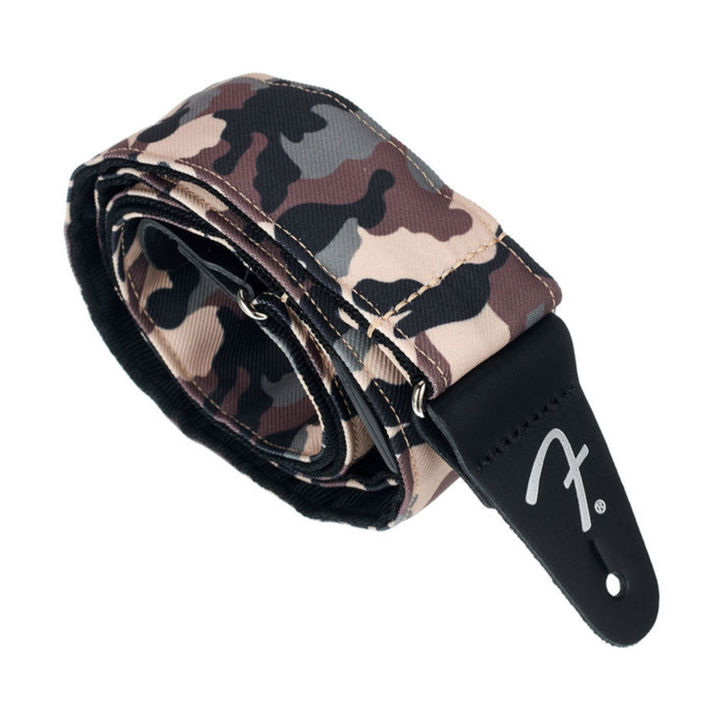 fender-camo-strap-woodland-สายสะพายกีตาร์-สำหรับโปร่ง-ไฟฟ้า-เบส-กว้าง-2-นิ้ว-เนื้อผ้าแคนวาส-ปลายสายหนังแท้มีโลโก้-fender-made-in-usa