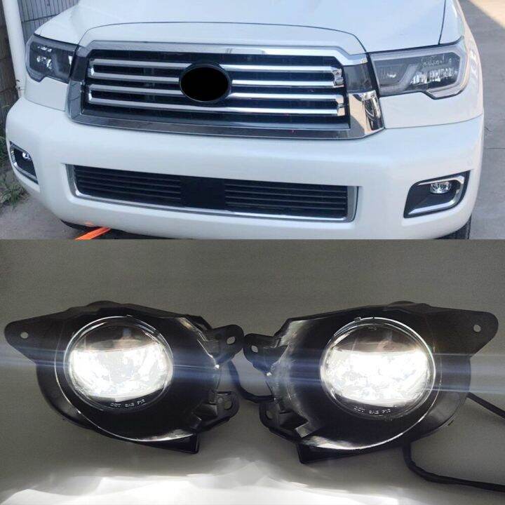 Car Led Drl Fog Lights For Toyota Sequoia Fog Light Cover Grill Headlight Frame