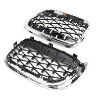 2PCS Kit Front Kidney Grilles Diamond Meteor Style Chrome Fits for BMW X3 X4 F25 F26 14-18 Car Supplies