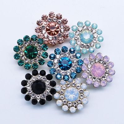 9QSS 10PCS 14mm หัตถกรรม ก้นเหล็ก รูปดอกไม้ ที่เป็นประกาย เครื่องประดับหมวก ปุ่ม Rhinestone หินแก้วคริสตัล ตกแต่งเสื้อผ้า