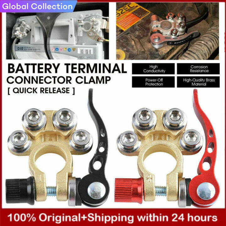 2 Pcs Battery Terminals 4 Way, JatilEr Car Battery Terminals Quick