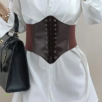 Punk Rave Steampunk Vintage Leather Lace-Up Underbust Corset Belt High  Waist Cincher Waspie Belt for Women Accessories