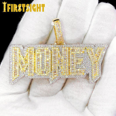 2021 New Iced Out Bling Letters Money Pendant Necklace Gold Silver Color 5A Zircon Money Charm Necklaces Mens Hip Hop Jewelry