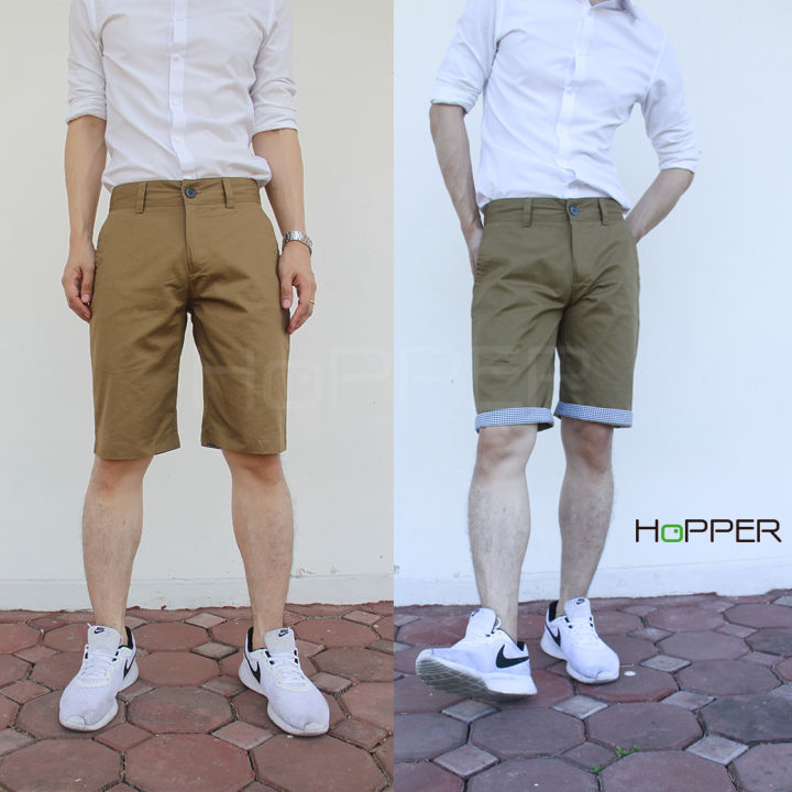 กางเกงขาสั้น-hopper-shorts-cotton-100-สีน้ำตาลอ่อน