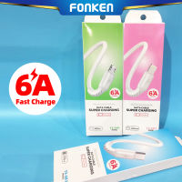 FONKEN 6A สายเคเบิลไมโคร USB ข้อมูลยูเอสบีชาร์จไวชนิด C สายชาร์จเร็วสำหรับ I-Phone Android IOS