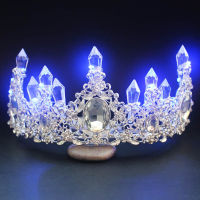 Wedding Hair Accessories Baroque LED Light Tiaras for Women Headdress Rhinestone diadem Big Crowns party decoration tiara