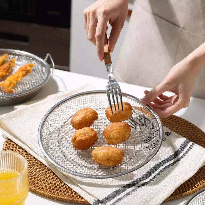 Stainless Steel Frying Oil Strainer Kitchen Oil Leaking Mesh Fryer Oil