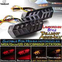 Studyset IN stock Motorcycle Led Tail Light Running Stop Brake Rear Warning Turn Signal Indicator Lamp For Honda MSX125 CBR650F CTX700