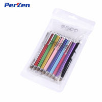 10pcspack High Quality Metal Capacitive Touch Pen Stylus Screen Fiber Capacitive Cloth For Phone Tablet Laptop + Zip Bag