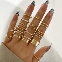 【CC】 New Fashion Gold Color Rings Set Punk Twist Hollow Jewelry Accessories