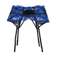 top●Blue Black Lace Embroidery Gauze Metal Buckles Fishbone Sexy Women Garter Belt for Stockings Suspenders Gift Lingerie GA1622