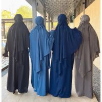 【YF】 Long Hijab Women Muslim Ramadan Matching Jilbab Niqab Eid Abaya Burqa 2 Khimar Piece Set Dress Dubai Garment and Prayer