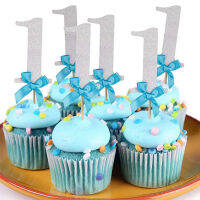 10Pcs First Happy Birthday Glitter กระดาษ1 Cupcake Toppers My 1st Party ตกแต่งเด็กหนึ่งปีเด็กทารกอุปกรณ์