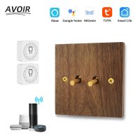 ✌ Avoir Sensor Wall Light Switch Circuit Breaker Wood Toggle Switch Tuya Smart Home Life Control EU FR French Standard Socket Pulg