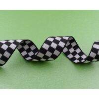 Nylon webbing,1(25mm) Black and white squares tape,Geometric pattern bag strap ribbon for key foblanyard leash making