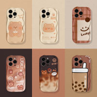 เคสลายการ์ตูนหมีบิสกิตสำหรับ Oppo A3s A7 A72 A5s A92 A57 A1K A17 A96 A17K A76 A74 A12 A12E A36 A11K A15s A35 A53 A55 A9 A77 A95 A54 A16 A33 A32 A16s A31 A11ชานมเครื่องดื่มรูปหมีน่ารัก A77S 3D เปลือกนิ่มขอบโค้ง