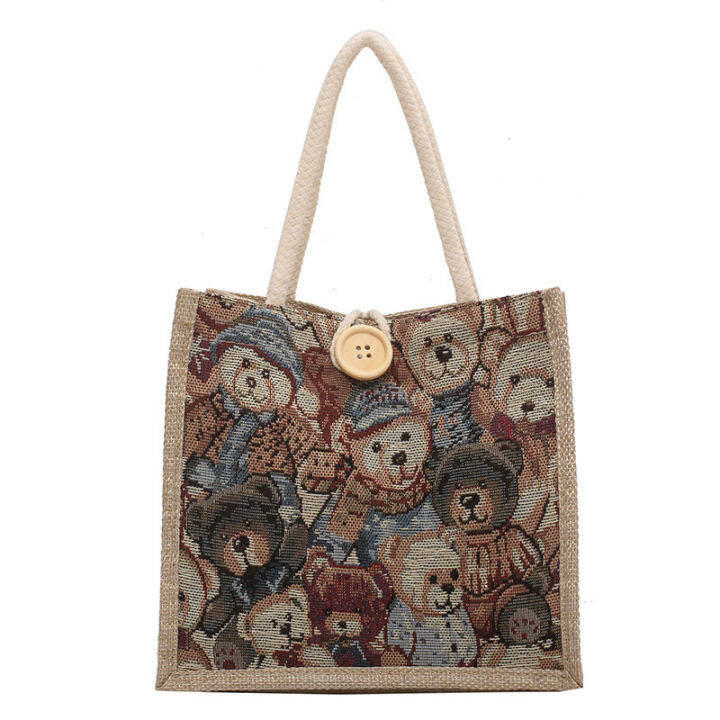 spot-linen-hand-bag-wholesale-sack-students-carry-out-lunch-box-bag-cute-cartoon-canvas-crossbody-bag