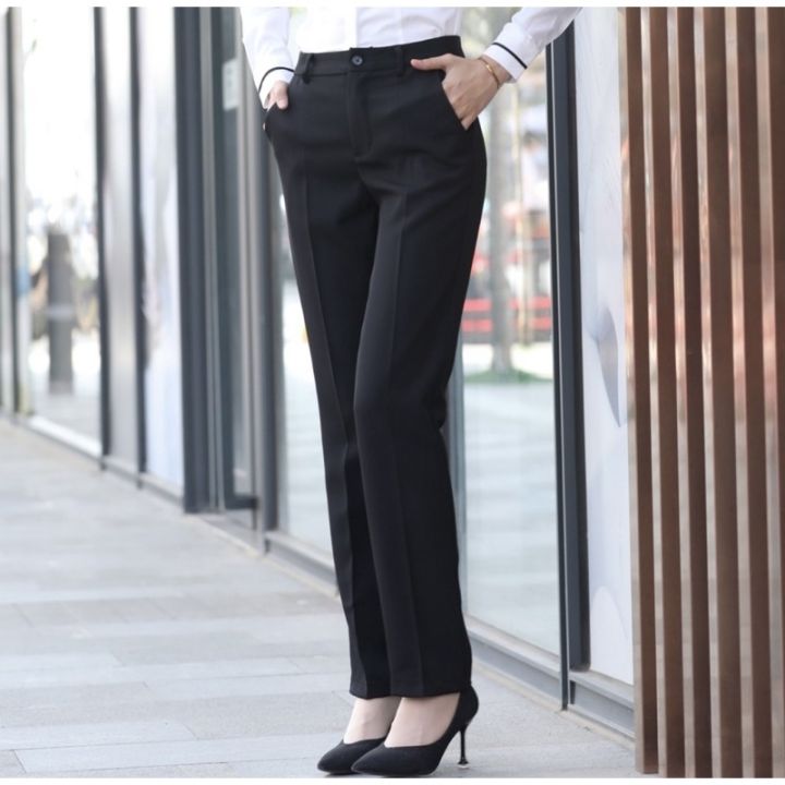 wybzd Women Casual Stretchy Pants Work Business Slacks Dress Pants Straight  Leg Trousers with Pockets Black S - Walmart.com