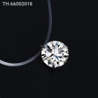 ☋✽❐ Fashion Silver Color Crystal Zircon Invisible Pendant Necklace For Women Transparent Fishing Line Chain Necklace Collier Femme