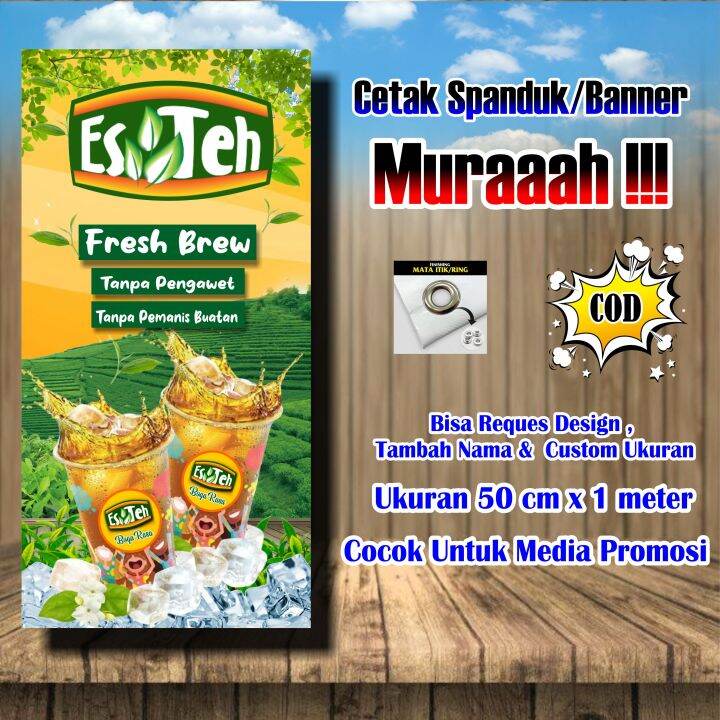 Spanduk Banner Es Teh Ukuran 1 Meter X 50 Cm Lazada Indonesia 2200