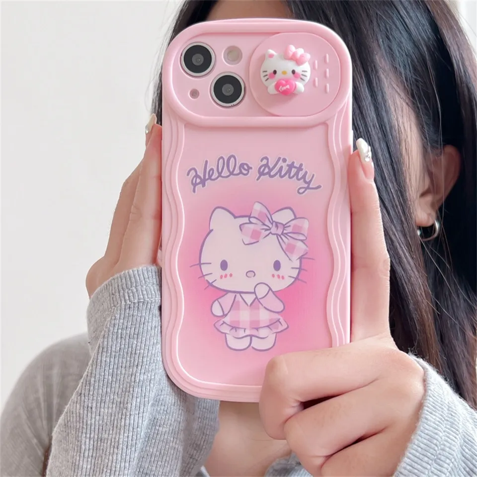 Original Sanrio 3D Hello Kitty Sliding Camera Protection Case For