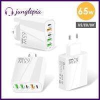 JUNGLEPIA 65W Type C อะแดปเตอร์ชาร์จในรถยนต์ PD QC3.0 5USB 2PD ลูกบาศก์บล็อกสำหรับชาร์จ + 5V3 3USB หัวชาร์จ USB 1A สำหรับ MacBook iPhone Samsung Universal