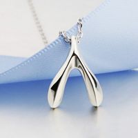 Poputton Fashion Kpop Wishbone Pendant Necklace Women Dogeared Wish Silver Plated Chain Necklace Collier Femme 2023 Jewelry Fashion Chain Necklaces