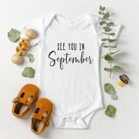 ✷ Baby Announcement See You In September Baby body Pregnancy Reveal Custom Romper Baby Shower Gift 100 Cotton