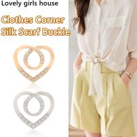 【♡Lovely girls house♡】เข็มกลัดติดมุมเสื้อผ้าแบบหัวเข็มขัดติดเสื้อแบบผ้าพันคอลายความรักดอกไม้ทรงเรขาคณิตอุปกรณ์เสริมเสื้อผ้าแบบเรียบง่าย