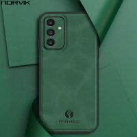 NORVIK เคสนิ่มหนังทางธุรกิจใหม่สีเขียวสำหรับ Samsung กาแล็คซี่,S23 A14 A52S A13 A53 S22 A54 A52 A32 A04S A73 A33 FE LTE Plus Ultra 4G 5G เลนส์กล้องกันกระแทกฝาครอบโทรศัพท์ n18-1