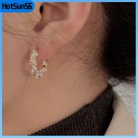 HOTSUN56 Eardrop eardrop ต่างหูมุกแท้ อุปกรณ์เครื่องประดับอัญมณี โลหะสำหรับตกแต่ง คลิปหนีบหู แฟชั่นสำหรับผู้หญิง ต่างหูห่วงบิด สำหรับผู้หญิง