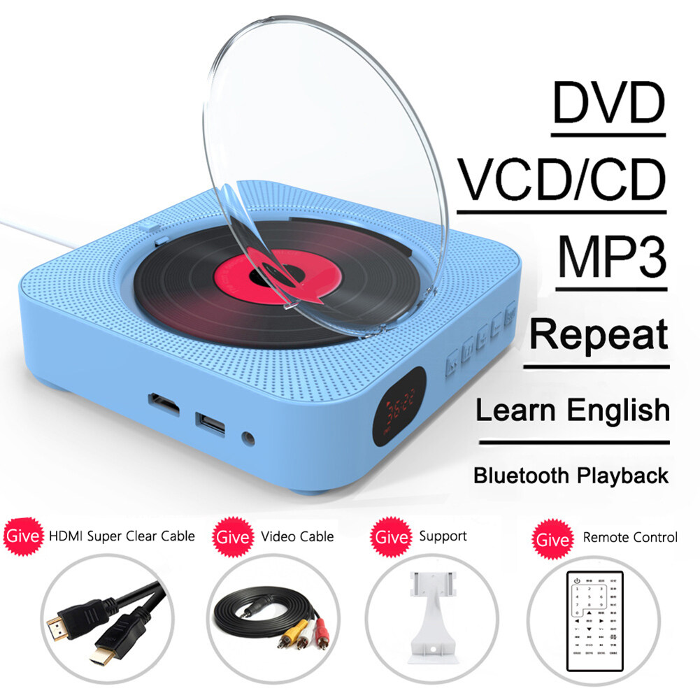 Portable CD Player with Bluetooth 4000mAh Rechargeable Wall Mountable CD Music Player with Remote Control Power USB Cable CD Boombox with 3.5mm Headphone Jack AUX FM Radio Built-in HiFi Speakers 