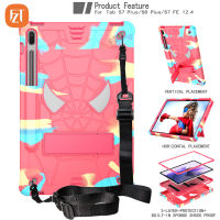 FZT Casing Tablet สำหรับซัมซุงกาแล็กซีแท็บ S7Plus 12.4 "(2020) / SM-T970 T976B T975ลายแมงมุม TPU นุ่ม + PC 2 In 1ซิลิโคนปกในตัวคลิปหนีบสายเคเบิลและ Tali Bahu