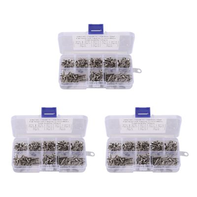 600Pcs M3 Stainless Steel Flat Head Screws Kits High Strength Self-Tapping Screws Assortment Set for Wood Furniture