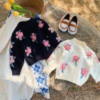 [Childrens clothing] ฤดูใบไม้ร่วงและฤดูหนาวเด็กผู้หญิง39เสื้อสเวตเตอร์ลายดอกไม้เสื้อสวมศีรษะสีหวานเสื้อแองโกราถักด้วยมือ39; S
