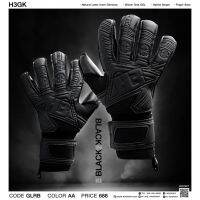 (มีแถมถุงเท้า) ถุงมือผู้รักษาประตู H3 รุ่น ROBO 2022  BLACK IN BLACK สีดำล้วน ถุงมือโกล์ มี FINGERS SAVE