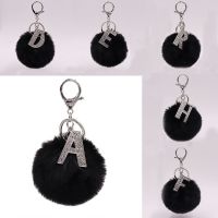 DIY A-Z 26 Letters Plush Zircon Keychain for Name Men Car Keyring Accessories Soft Bag Key Clip for Girls Keys Chain New Jewelry