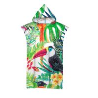 ○ Summer Banana Leaf Hawaiian Cape Hooded Bath Towels Custom Microfiber Beach Robe Poncho Surf Quick Dry Kids Adult Bathrobe