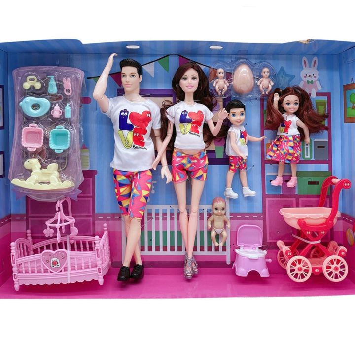 ชุดของเล่นคู่รักสำหรับครอบครัว5ชิ้น-ล็อตคุณแม่ตั้งครรภ์เตียง-stroller-boneka-เด็กทารกเคนของเล่นเด็กของขวัญสำหรับเด็กผู้หญิง