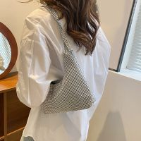 ZZOOI Delicate Shoulder Bag Rhinestone Bag Clutch Purses Handbag Evening Bag Silver Shiny Underarm Bag for Valentines Day
