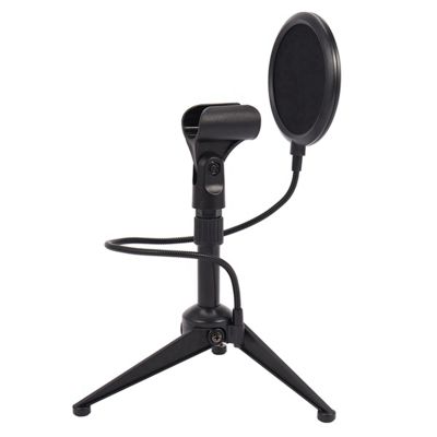 1Set Microphone Shock Mount Dual Mesh Filter and Screw Adapter Adjustable Shock Isolation Metal Microphone Stand Tripod Plastic+Metal