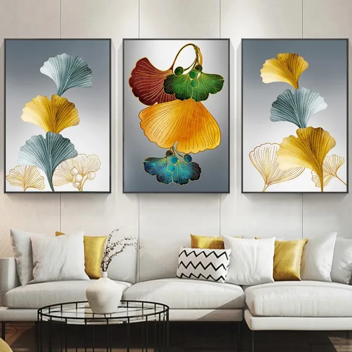 3 Panel Colorful Abstract Art Leaf Painting For Living Room House Wall Decoration Nordic Artwork No Frame Lazada Ph - Colorful Abstract Art Home Decor